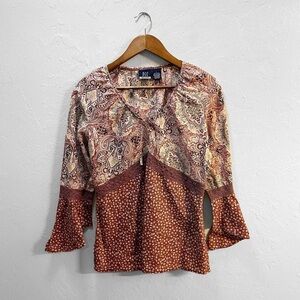 Y2k Fairy Boho Cottagecore Pink Cotton Floral Polka Dot Lace Babydoll Top